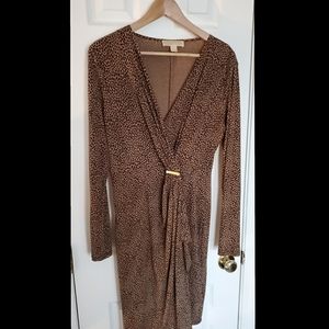MICHAEL MK Leopard Print Long Sleeve Dress